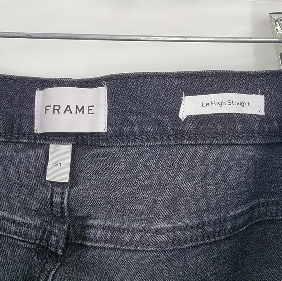 Frame Denim Le High Straight Jeans Size 31 Hutchinson Black Frayed Hem - Picture 4 of 15